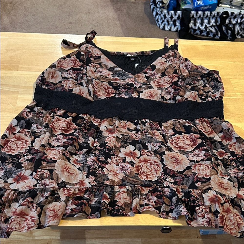 Torrid Black and Pink Floral Camisole